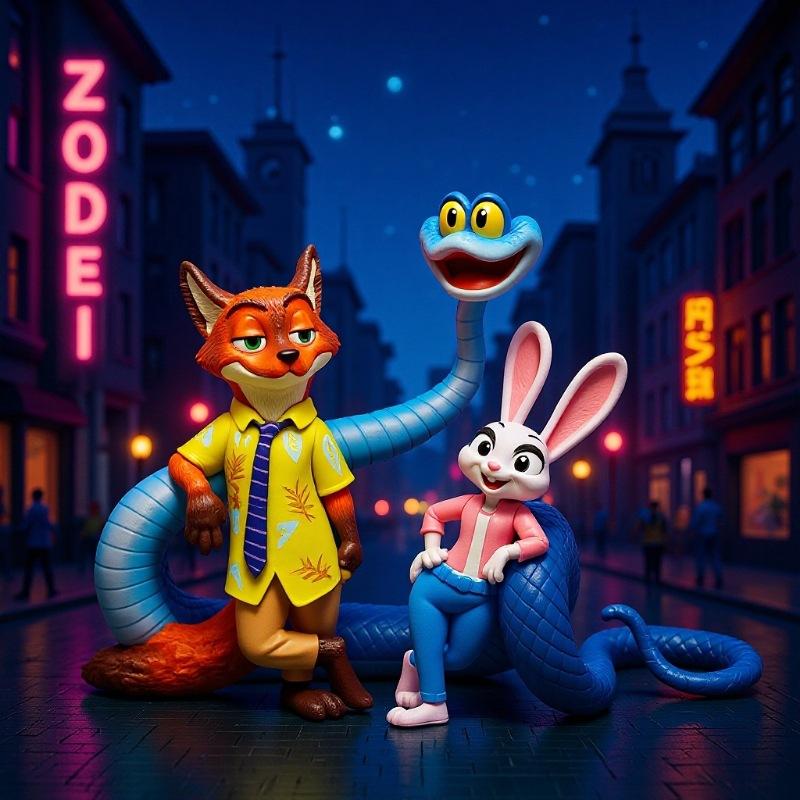 Model Zootopia Handmade Doll Judith Nick Foxgari Snake Anime Toy
