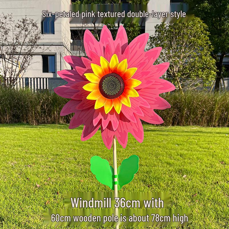 Colorful Sunflower Double-Layer Children's Handheld Pinwheel for Outdoor Decoration