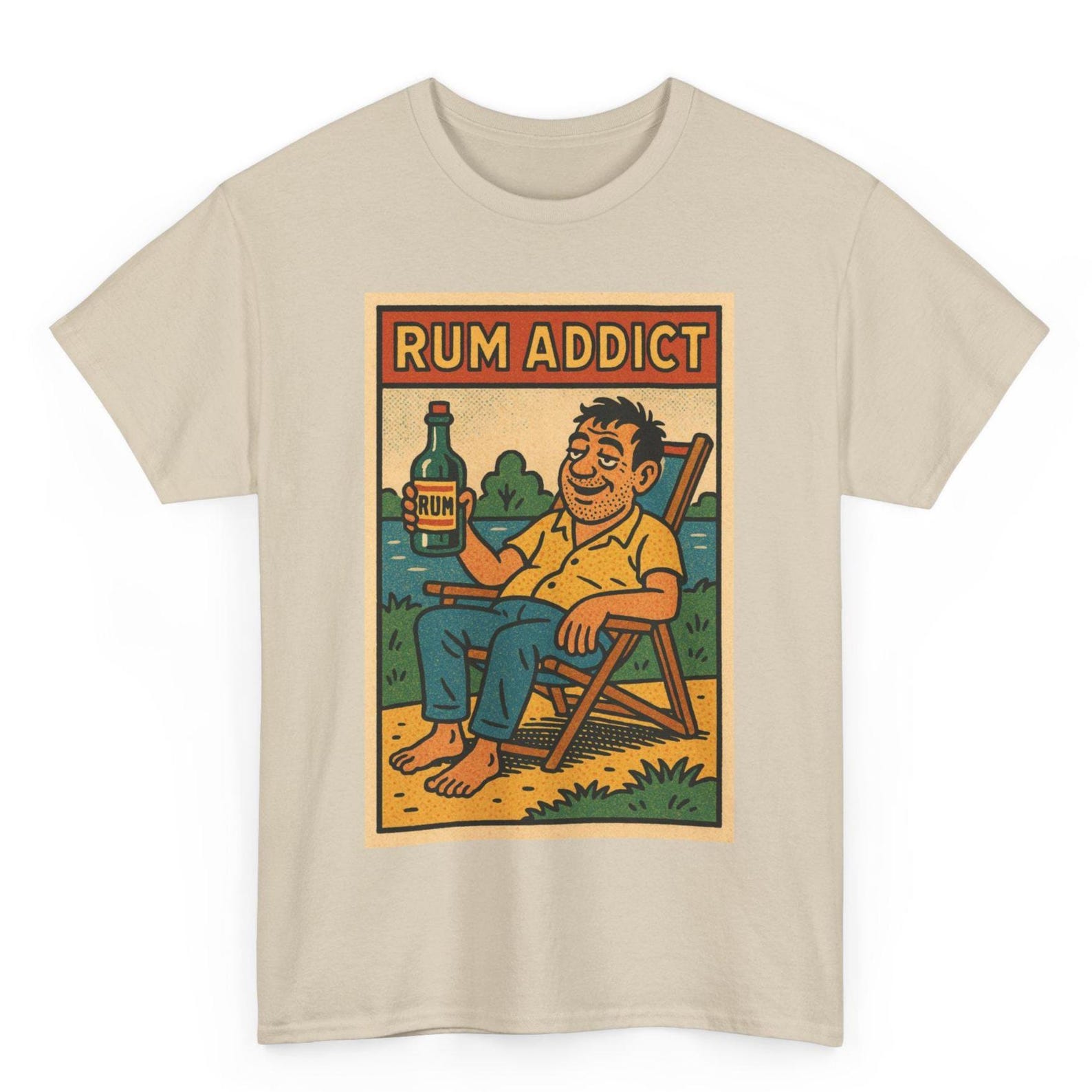 Rum Addict Retro Comic T-Shirt: Vintage Tiki Pop Art Graphic Tee M