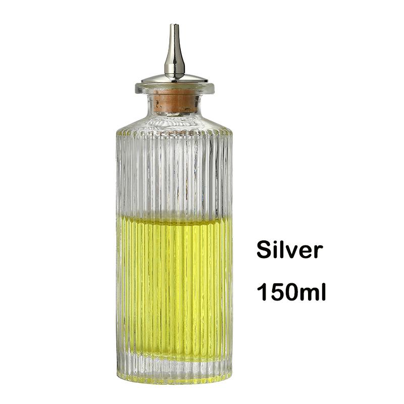 Láhev na koktejlové bitters - Vintage skleněný design s korkem a nerezovým dávkovacím uzávěrem - Profesionální barový set, příslušenství