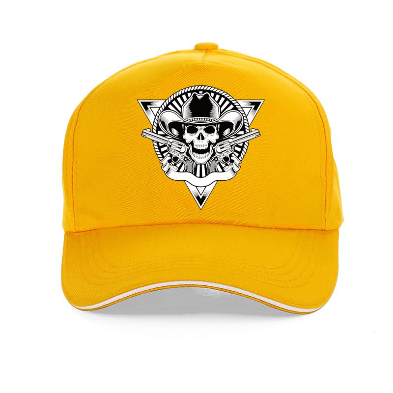 Double Gun Skull Men'S Baseball Cap Punk Style 3D Print Rock Skull Men Cowboy Hat Outdoor Casual Adjustable Snapback Hats Bone