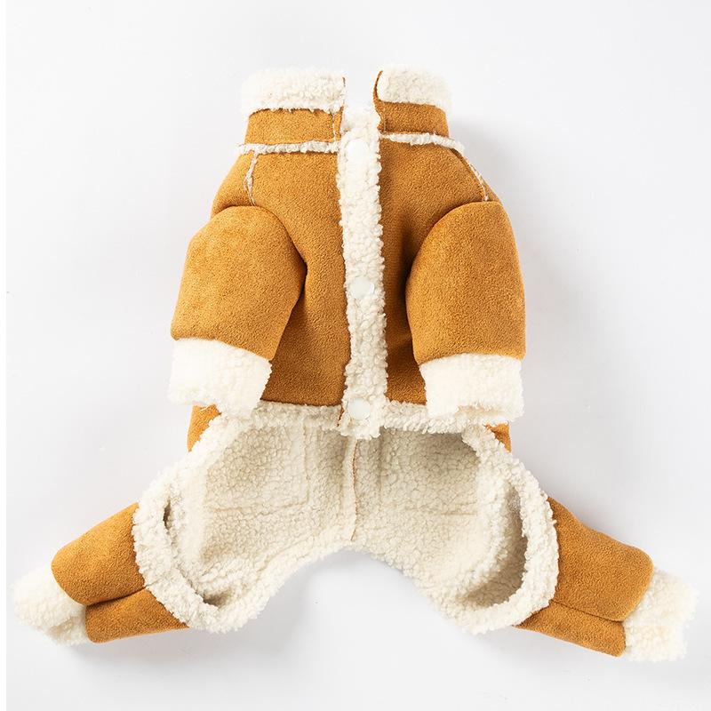 Pet dog British style suede four feet velvet puppy clothes traction