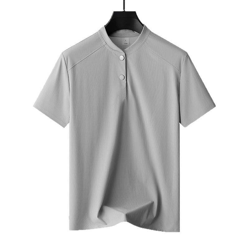 POLO Shirt Short Sleeved Men's Thin Stand Up Collar Quick Drying Loose T-shirt Ice Silk Breathable Upper Garment