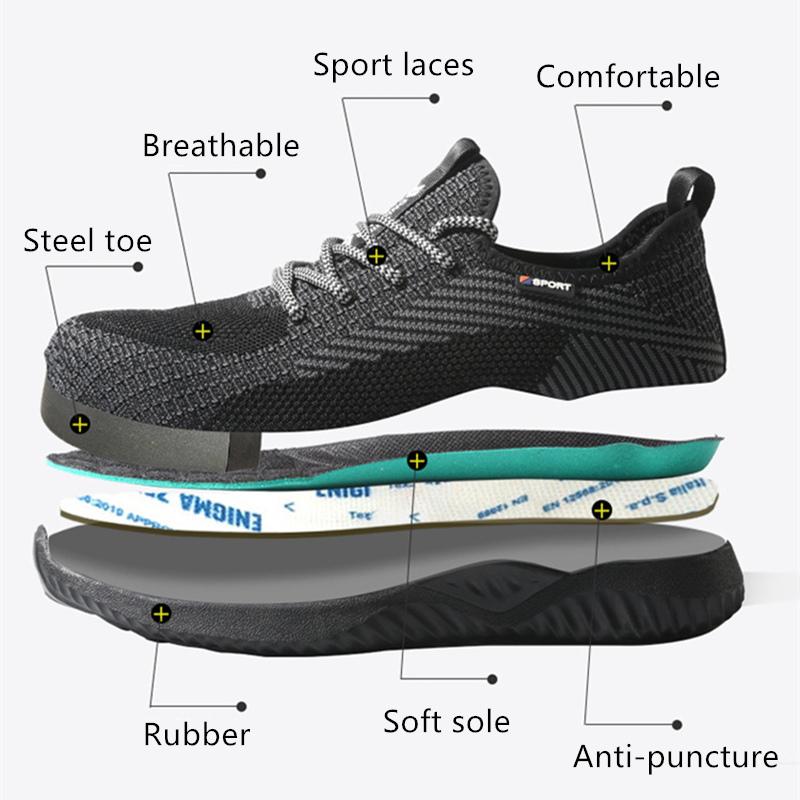 Breathable Safety Shoes Men 'S Work Boots Steel Toe Cap Puncture -Proof Indestructible Security Shoes Light Comfortable Sneakers
