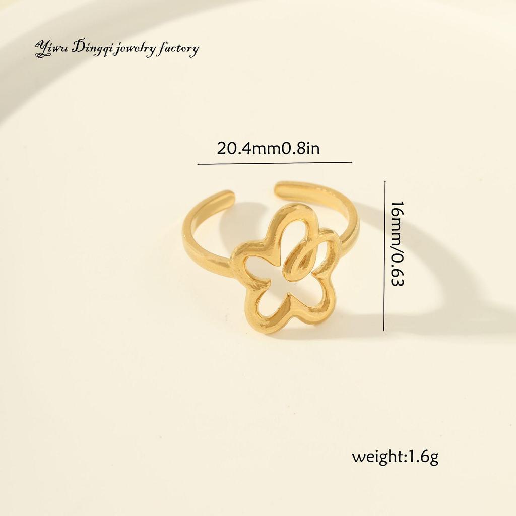 Luxury Non-Fading Drip Oil Open Ring - European and American Style Stainless Steel Statement Jewelry