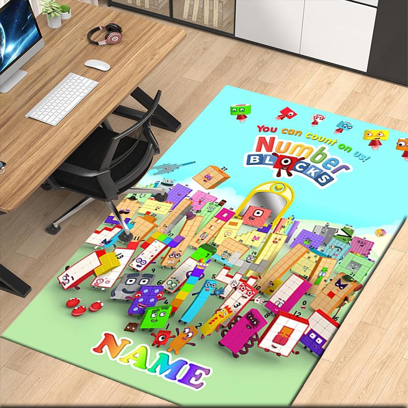 Tappeto Stampato Personalizzato con Name Numberblocks, per Sedia da Ufficio Soggiorno Camera da Letto Cucina Decorazioni Regali.