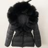 Winter new popular women's natural real fox fur collar white duck down jacket thickened waist slim down jacket