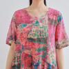 Dimanaf 2025 Women Plus Size Pink Summer Dress Casual Floral Dress Basic Vintage Loose Long Dress