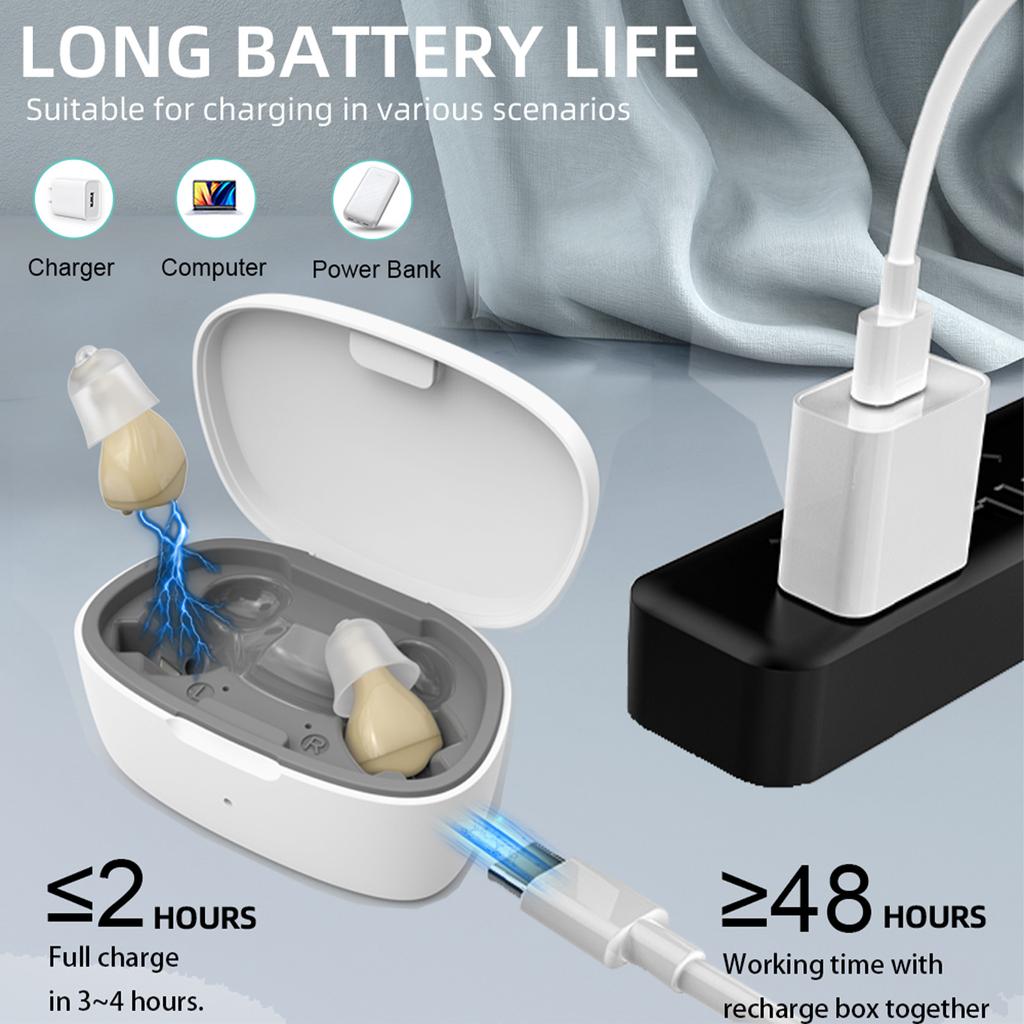 Z-68 Sound Amplifier Hearing Aid with Charging Case Digital Noise Reduction In-Ear Design Long Batte