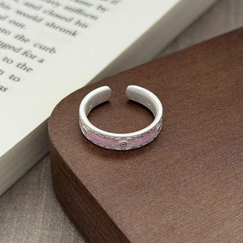Yunjian Streamer Sweet Wind Niche Design Butterfly Flower Ring Female Enamel Hollow Stacked Ring Tide