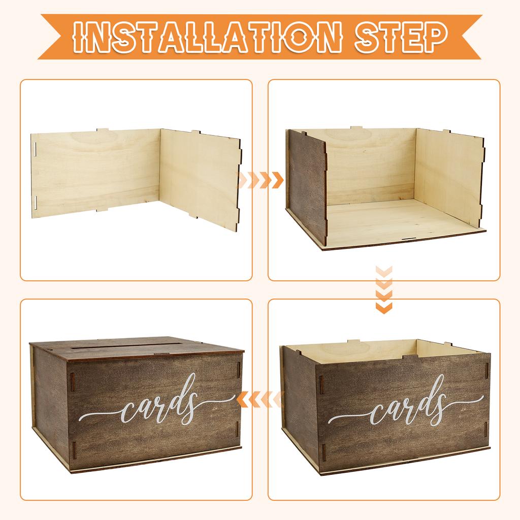 Retro Holz Aufbewahrungsbox für Grußkarten Umschlagbox für Hochzeit Geburtstag Baby Show Party 11 Zoll Hochzeitskartenbox
