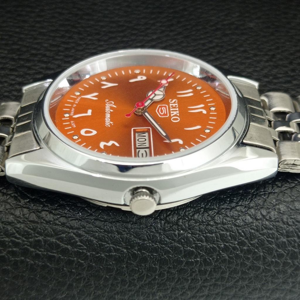 JAPAN VINTAGE REFURBISHED SEIKO 5 AUTOMATIC 6309A MENS ORANGE WATCH a442426-1