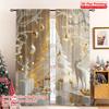 2 Pcs 2D Gold Christmas Wonderland Print Curtains – Elegant Decor for Bedroom Office Living Room Kitchen