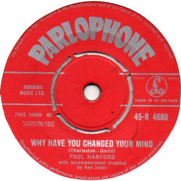 

7inch Record PAUL HANFORD Itsy Bitsy Teenie Weenie Yellow Pol 45R4680 PARLOPHONE 1960 UK Pop Used