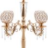 Floor Candelabra Gold Candelabra with Flower Vase 35 Inches Metal Wedding Centerpiece Table Candstick Holder for Valentine's Day