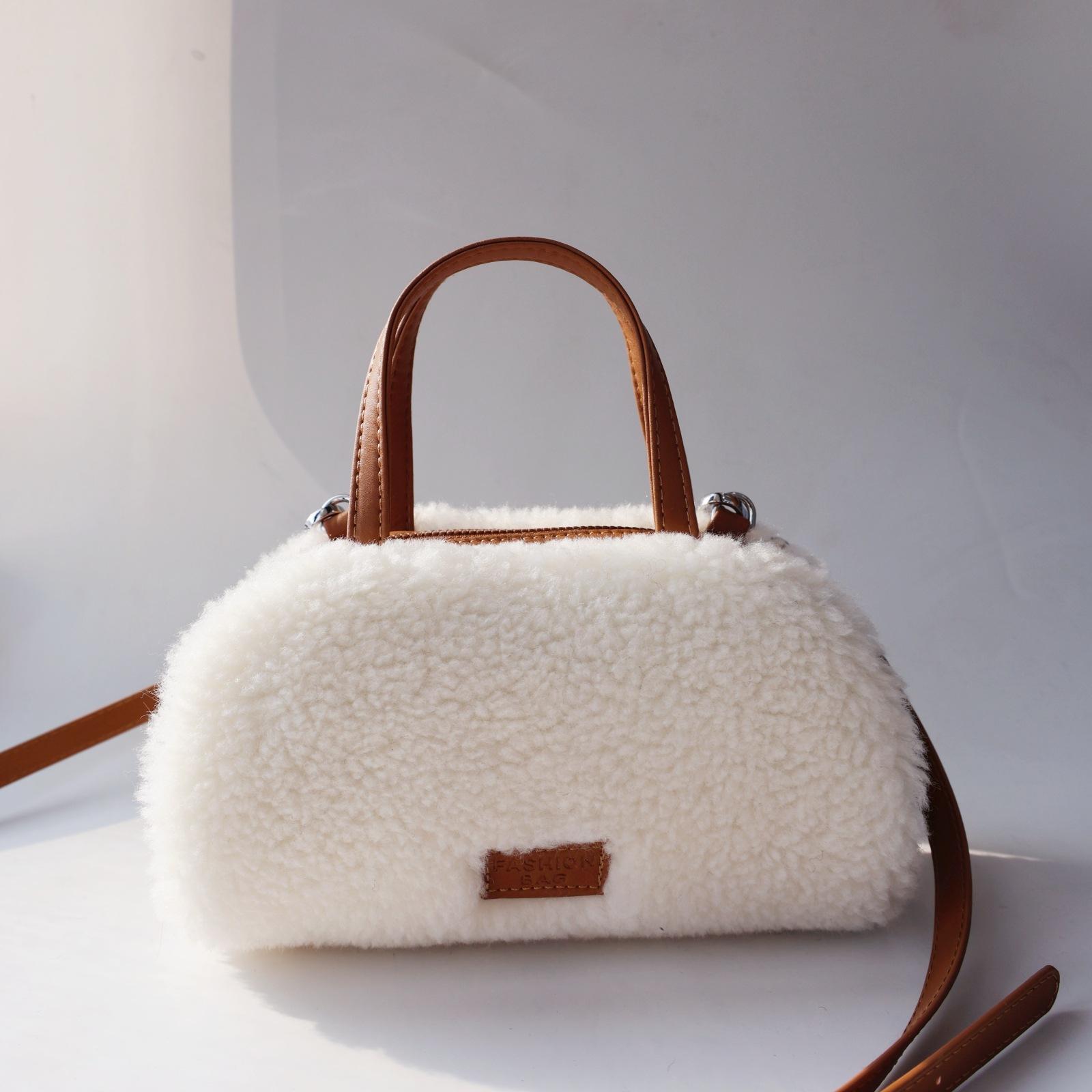 

Winter Faux Lamb Wool Women s Small Shoulder Bags Simple Solid Color Female Plush Crossbody Bag Casual Furry Clutch Handbags белый