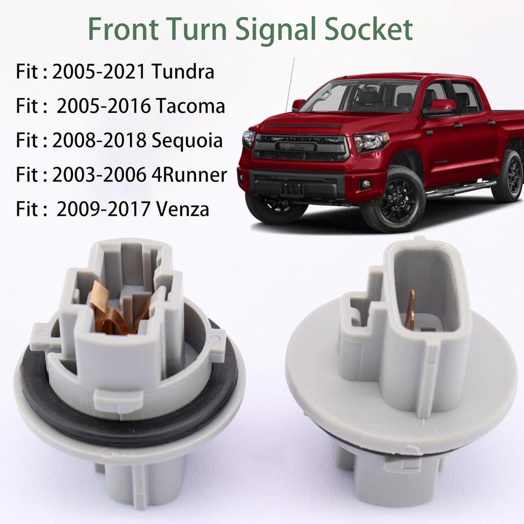 Front Turn Signal Light Bulb Plug Socket Compatible with Toyota 2005-2021 Tundra, 2005-2016 Tacoma, 2008-2018 Sequoia, 2003-2006 4Runner, 2009-2017