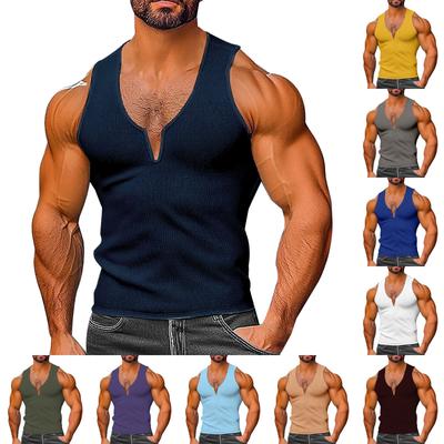 Men  V-Neck  Leisure  Sleeveless  Vest