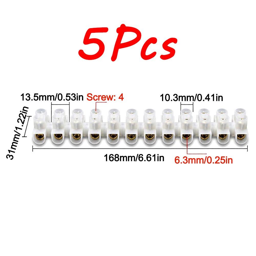 5Pcs Insulated Housing Wire Connector Block Screw Connection Screw Terminal Block  Electrical Wiring