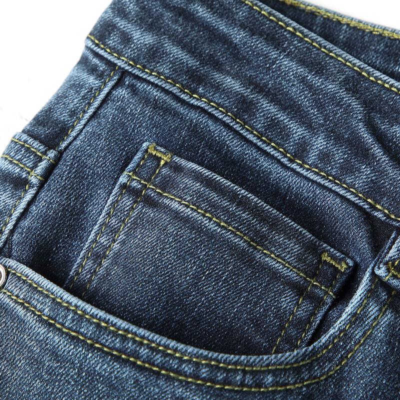 JOW Men's Autumn/Winter Thick Straight-Fit Stretch Denim Jeans