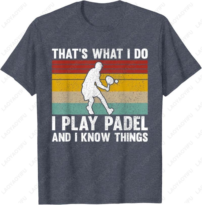 Funny Padel Player Tennis Sports Adult Cotton TShirt Creative Cool Projection Trend Casual Style Simple Camisetas Shirt for Men