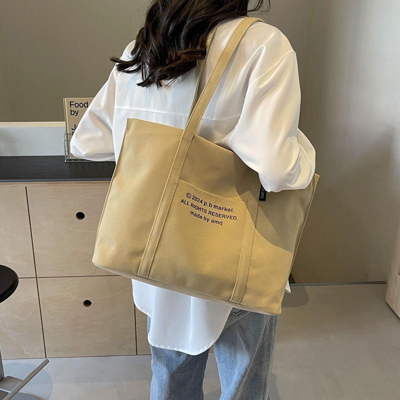 2025 Women's Large Capacity Canvas Tote: Versatile Summer Shoulder Bag for College Commute