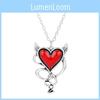 Edgy Heart Shaped Necklace With Red Oil Drop Pendant For Street Style And Night Out