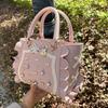 2026 Lolita Jewel Bow Sac Femme Square Tote Bag Sweet Bolso Beautiful Hand Bags for Woman Hit Color Zipper Bolsos Mujer