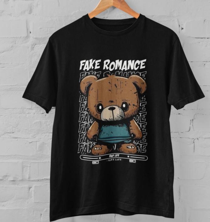 

Футболка с графическим принтом Fake Romance Bear Уличный стиль Грустный Милый Гранж Унисекс Топ 4XL