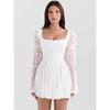 House of Same Style White Fairy Princess Dress French Fancy Lace Lotus Rhizome Node Bell Sleeve Dress Dress
