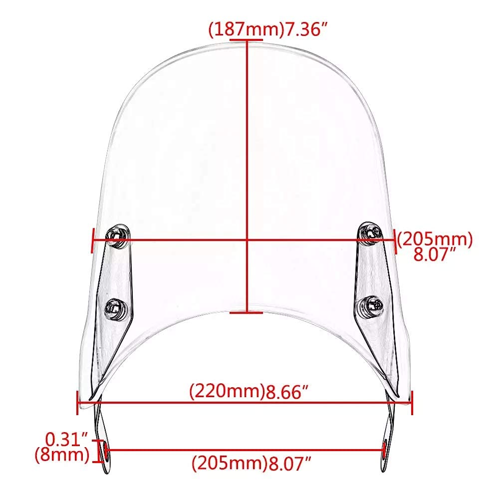 YUANYE Motorcycle Windshield 5-7 inch for Triumph Bonneville T100 T200, Modified Windshield, Clear Motorcycle Windshield