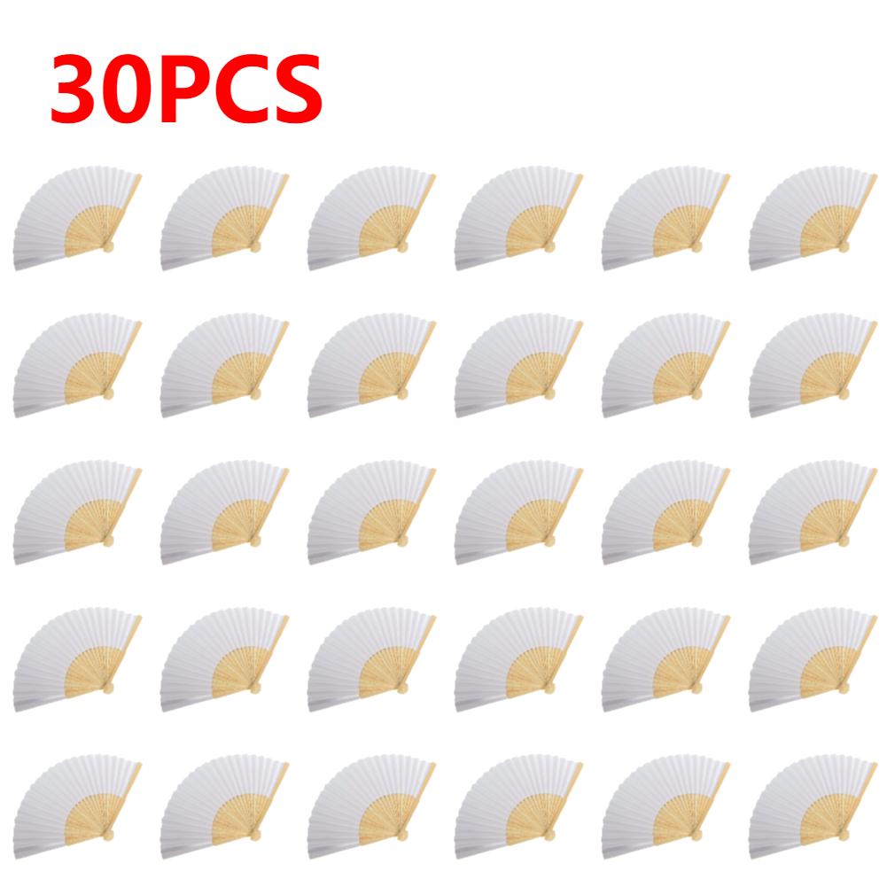 1-50PCS DIY Paper Bamboo Folding Fan Adults Children's Calligraphy Painting Practice Blank White Folding Fan Wedding Gifts