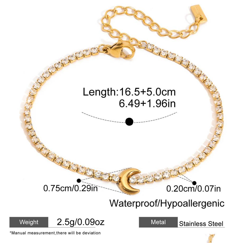 Delicate White Crystal Bracelets Sparkle Teardrop-shaped Zircon Bracelets Adjustable Stainless Steel Wedding Jewelry Accessories