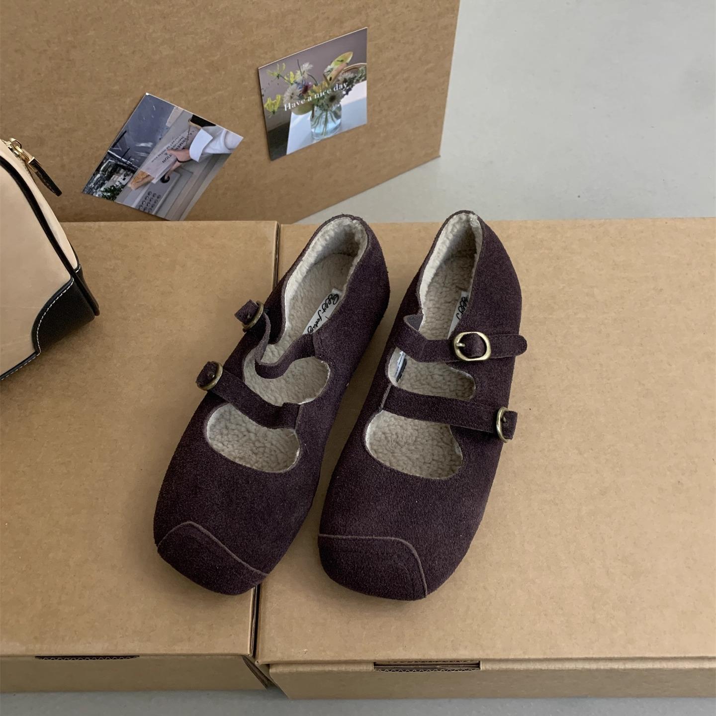 

Cowhide version~ Retro square head Mary Jane shoes for women 2025 autumn and winter new casual ballet flat shoes for women 40