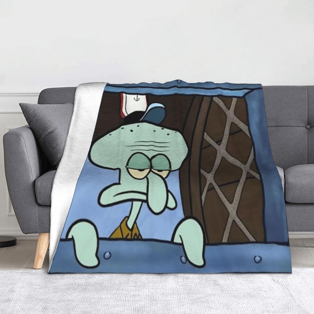 Funny Smile Face SpongeBobing Cartoon Blankets  Fleece Funny Soft Throw Blanket for Home Restaurant Autumn/Winter