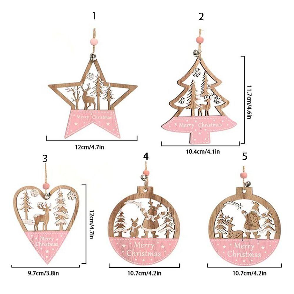 Wooden Xmas Tree Pendant Pentagrams Santa Claus Ornament Christmas Hanging Ornament Weddings
