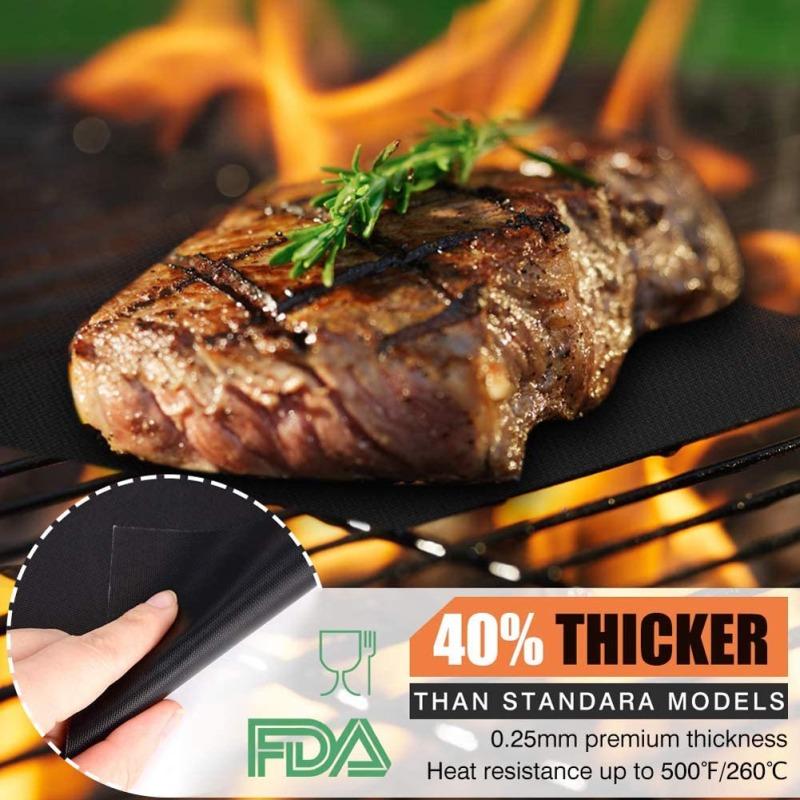 Non-stick BBQ Grill Mat 40*33cm Baking Mat BBQ Tools Cooking Grilling Sheet Heat Resistance Easily Cleaned Kitchen Tools