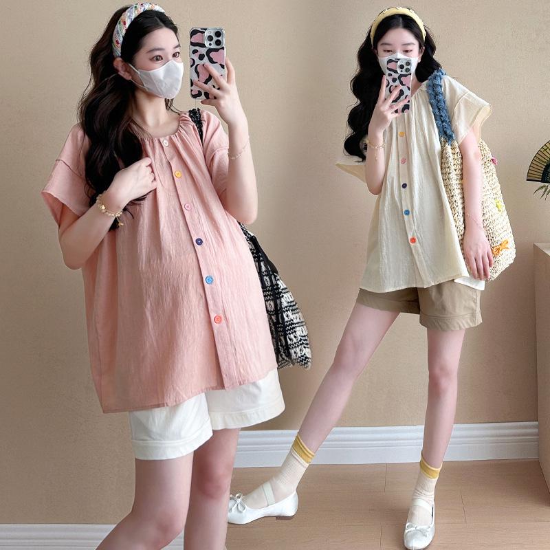 2026 Korean Puff Sleeve Doll Shirt & Belly Support Shorts Set