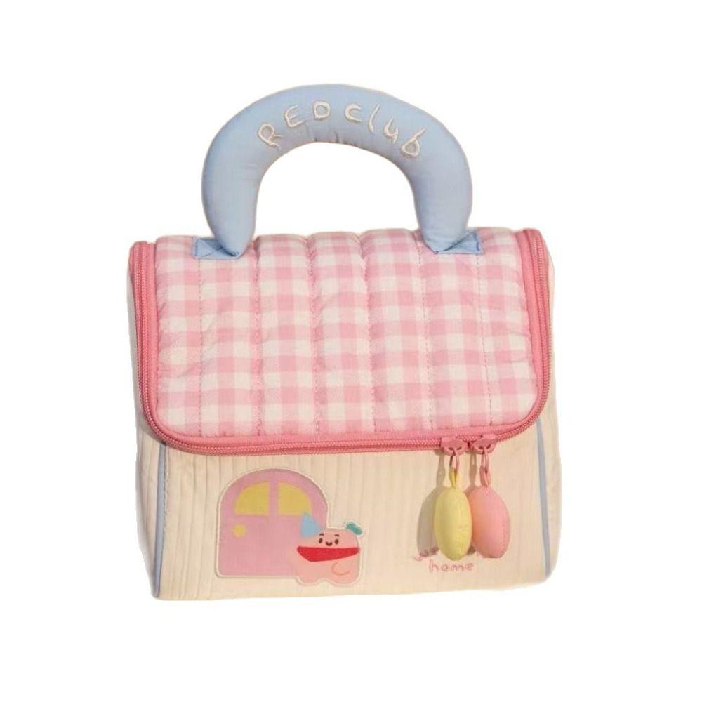 Cute Cottage Makeup Bag Handheld Large Capacity Cosmetics Storage Bag Multifunctional Portable Cosmetic Pouch Travel