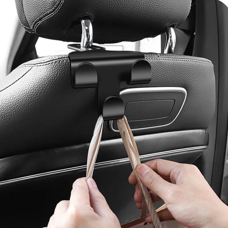 Car Seat Headrest Hook 3 Pack Hanger Storage Organizer Universal for Handbag Purse Coat Fit Universal Vehicle Car Black