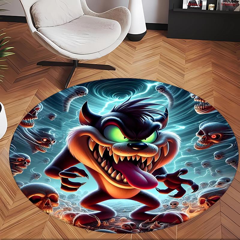 Taz (5) Round Office Rug Decorative Floor Rug for Office Bedroom Living Room and Home Space