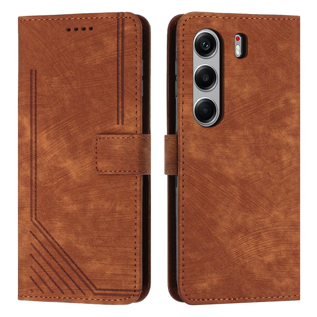Stand Case for TECNO Camon 40 Pro 4G Imprinted Lines Leather Phone Cover