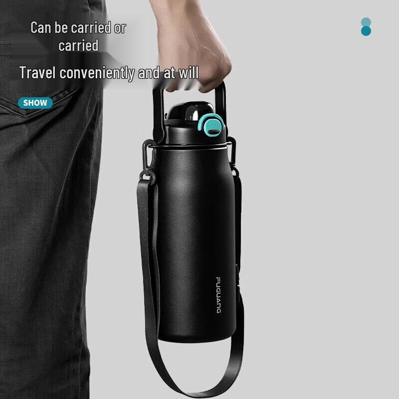 FUGUANG 316L Stainless Steel Vacuum Thermos with Spring Lid and Straw