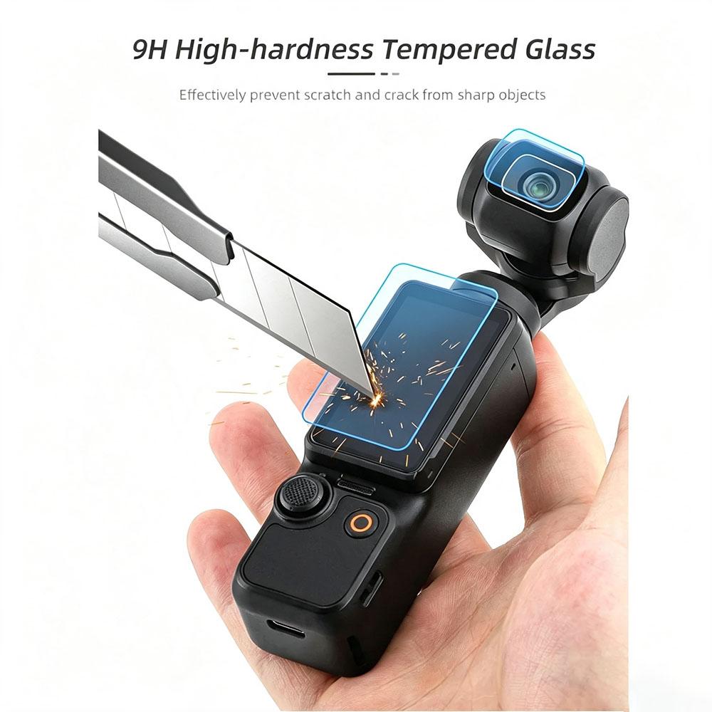 HD Lens & Screen Tempered Glass Film for DJI Osmo Pocket 4/3, Anti-Explosion Anti-Scratch Dustproof Protector Camera Accessories