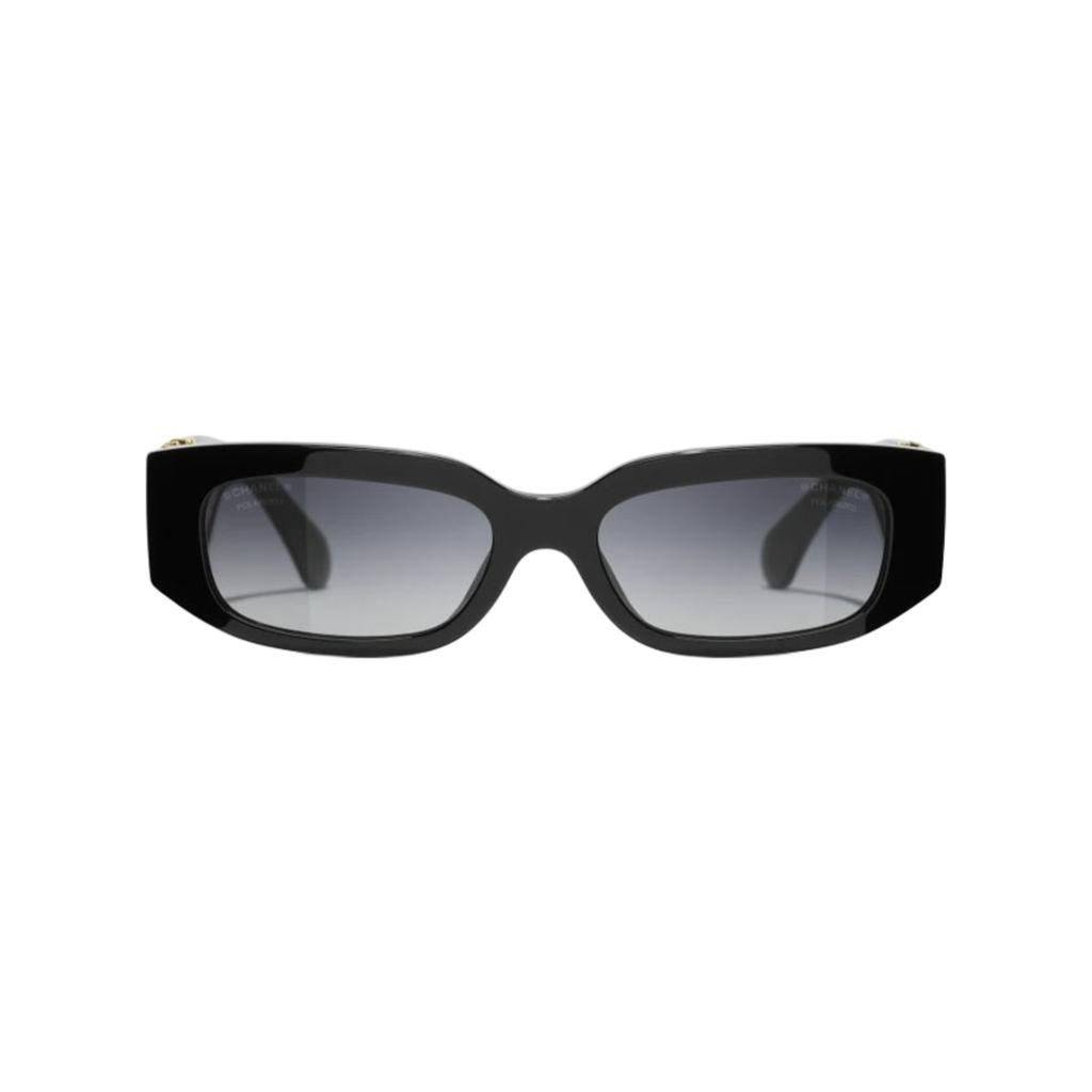 Chanel Rectangular Sunglasses With Beaded Temples Unisex Sunglasses Black CH5544A-C622S8