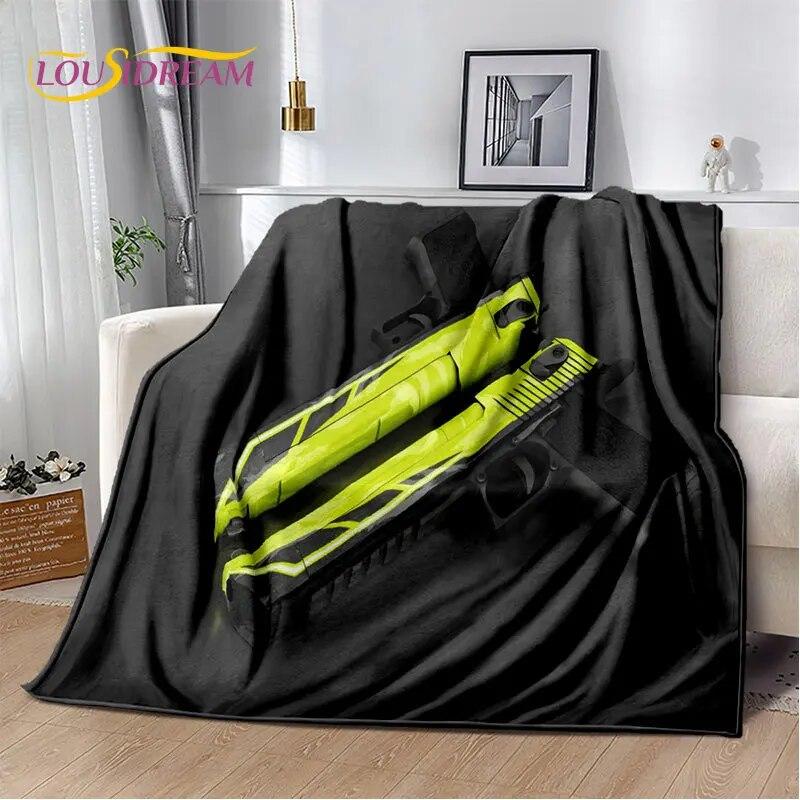 Puška Pistole Nábojová Pistole,CS,AK,USP,M4,AWP Měkká plyšová přikrývka,Vrhací přikrývka flanelová do obývacího pokoje Ložnice Sofa Piknik