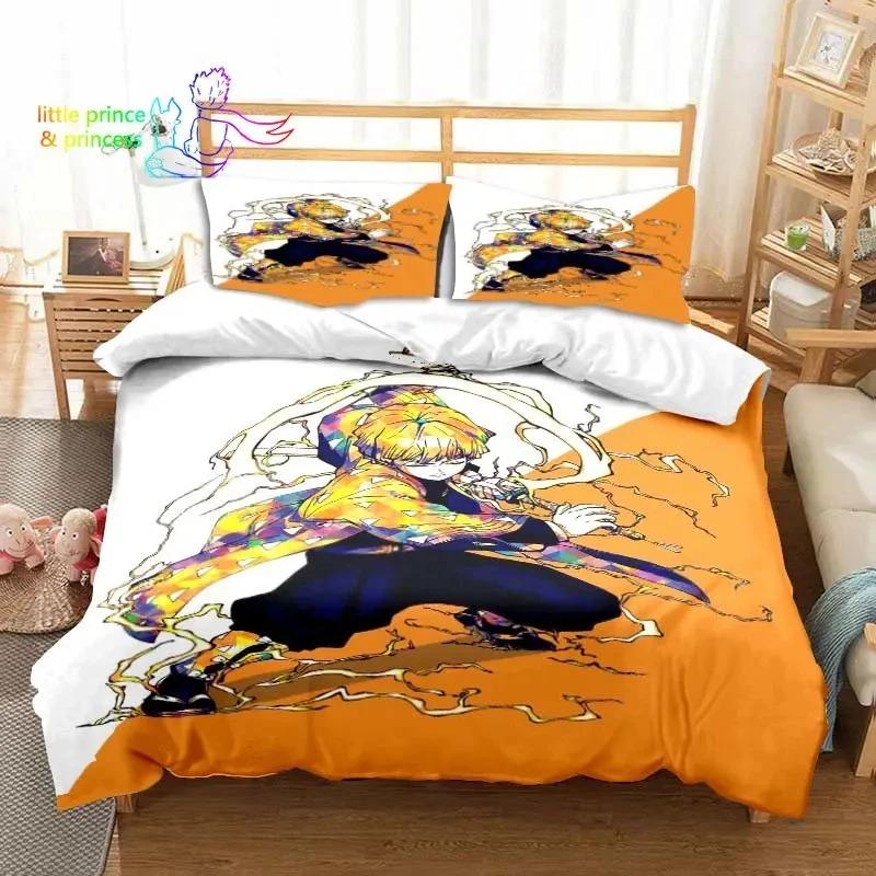 Agatsuma Zenitsu Anime Demon Slayer Bedding Set Single Twin Full Queen King Size Bed Set Aldult Kid Bedroom 3D Print