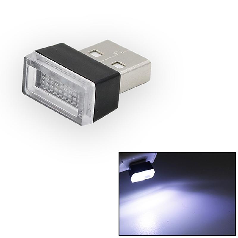 Car Mini USB LED Atmosphere Lights Decorative Lamp Interior Light PC Portable Plug Ambient White Emergency Lights Blue