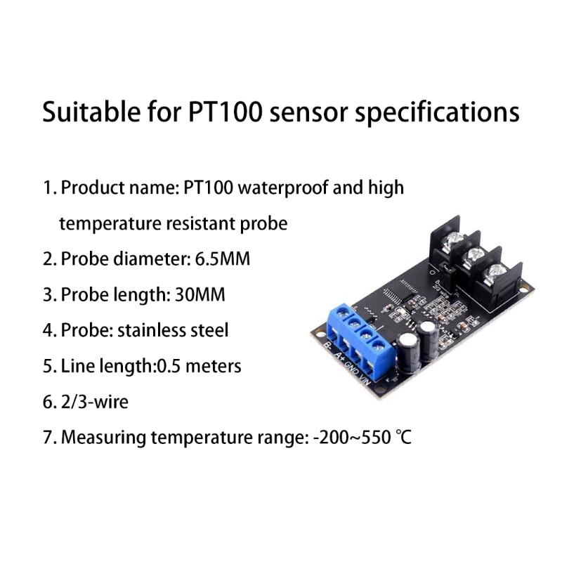 PT100 Temperature Sensors RS485 Modbus Transmitter Measurement for Industrial Automotive Home Electronic