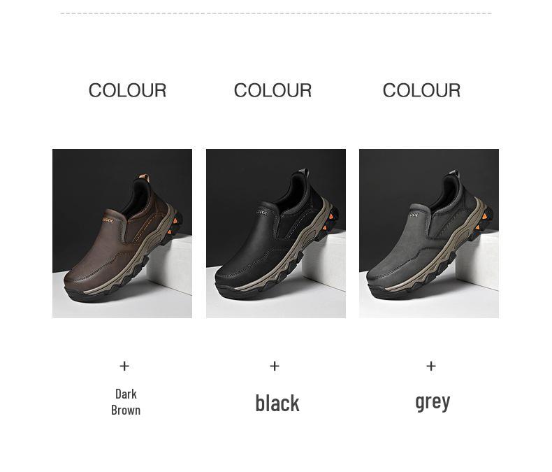 Plus Size Men's Leather Slip-On Loafers - Casual Outdoor Wear